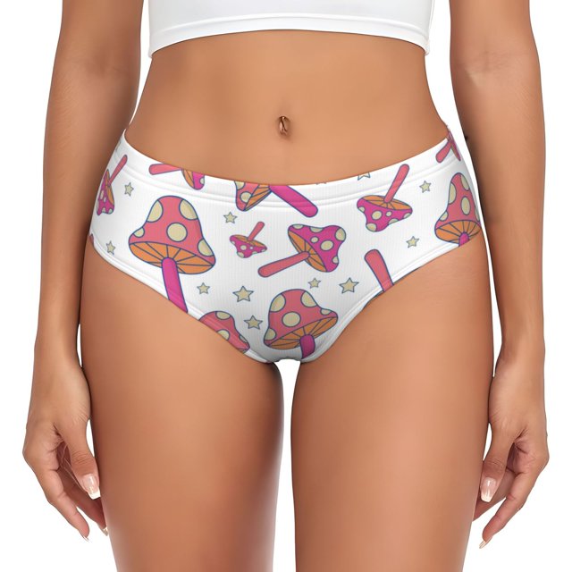 Fotbe Purple Mushroom Calzones Estampados para Mujer – Ropa Interior de Algodón, Cómoda, Suave y Elástica-Small