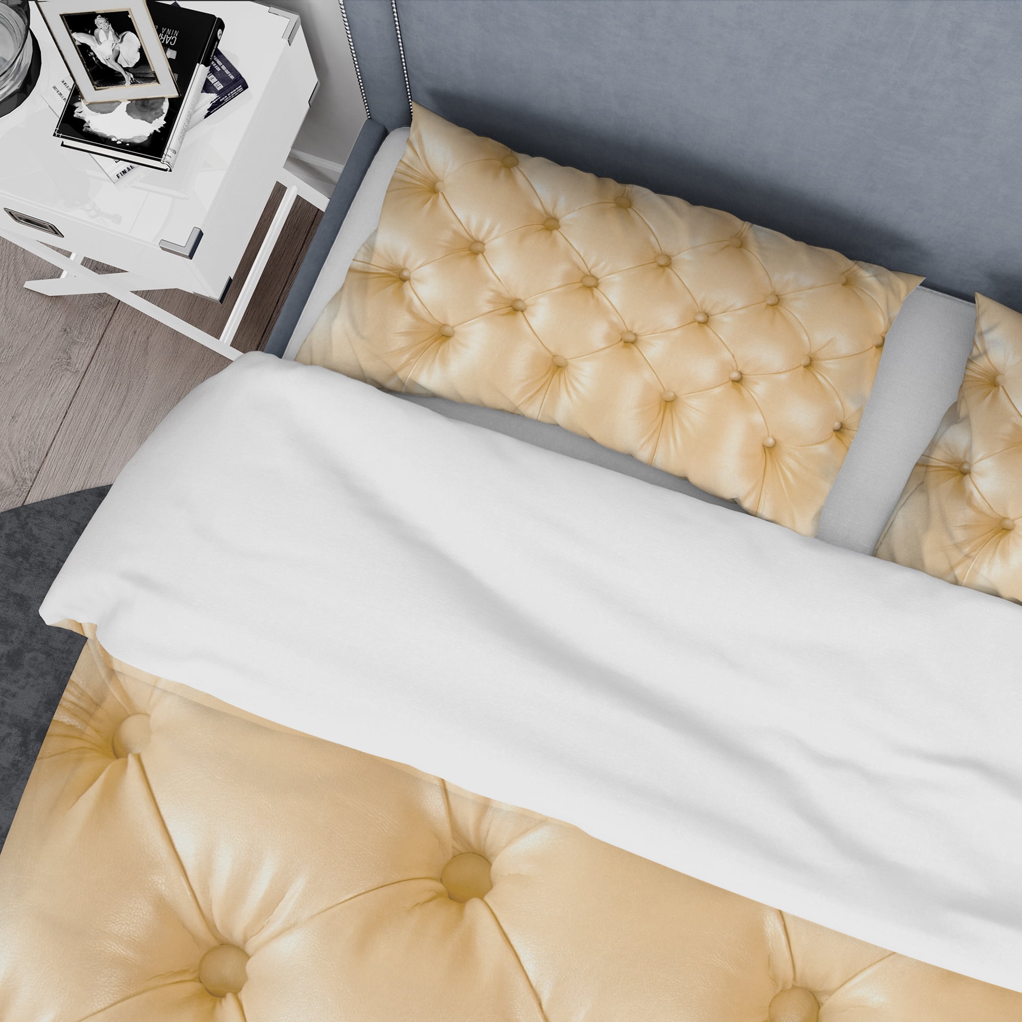 Designart 'Luxury Classic sofa Beige Leather' Modern & Contemporary Duvet Cover Set