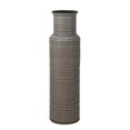 thumbnail image 1 of Benzara BM189453 Ribbed Pattern Cylindrical Ceramic Vase with Flared Mouth Rim, Gray - Large - 15.5 x 4.25 x 4.25 in., 1 of 1