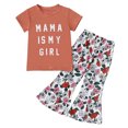thumbnail image 2 of ATOGUTA Girls 2 Piece Outfits Print T Shirt Floral Flare Pants Outfit Set Orange, Size 2T-7, 2 of 5