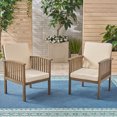 thumbnail image 3 of GDF Studio Oliver Outdoor Acacia Wood Club Chairs with Cushions, Set of 2, Gray and Cream, 3 of 10