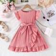 thumbnail image 2 of CAICJ98 Toddler Girl Dress Summer Ruffle Sleeve Tutu Princess Casual Knit Dresses for Girls Pink,3-4 Years, 2 of 7