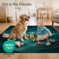 thumbnail image 4 of ODIKA 3'x5' Ultra-Soft Throw Mat, Teal Gold Serene Abstract Landscape Design Elegant Wavy Lines and Moon Motif Washable, Bare feet friendly, Easy Care Indoor rug for Bedside, Vanity, 4 of 7
