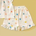 thumbnail image 4 of KPOPLK Toddler Girl Summer Outfit Baby Girl Smocked Ruffle Sleeve Shirt Top and Shorts Set 2 Piece Outfits Clothing for 6M-13T Size 5-6 Years,Beige, 4 of 5