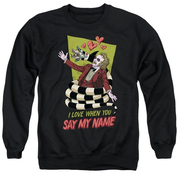Beetlejuice Valentine Sandworm Unisex Adult Crewneck Sweatshirt, Black, Large