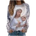 thumbnail image 2 of Amzcrzy Chandails en Molleton pour Femmes Manches Longues Chemises pour Femmes Imprimé de Noël à la Mode Décontracté Ample Manches Longues Col Rond à Capuche Épaule Chandails en Molleton pour Femmes m, 2 of 5