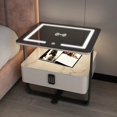 thumbnail image 4 of All Solid Wood Luxury Smart Nightstands Simple Modern Bedside Cabinet Rock Panel Wireless Charging Password Lock Furniture WKNS My Lux Decor Round, 4 of 26