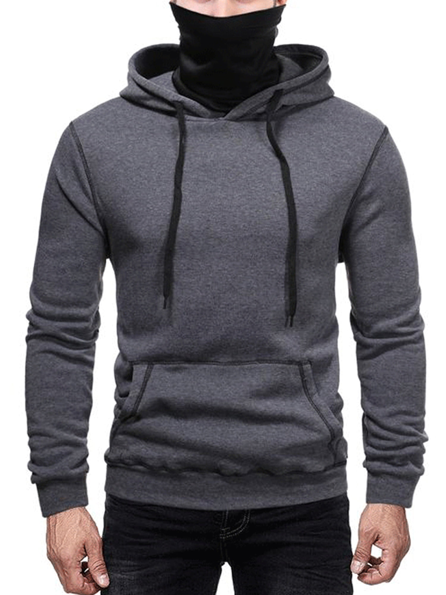 Mens Running Pullover Hoodies Workout Fleece Hooded Sweatshirt with Kangaroo Pocket 