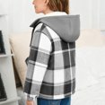thumbnail image 6 of ZOYOEN Girls Plaid Fleece Jackets with Hood- Casual Loose Fit Full Zip Warm Kids Winter Coat Gray Size 14 Years, 6 of 6