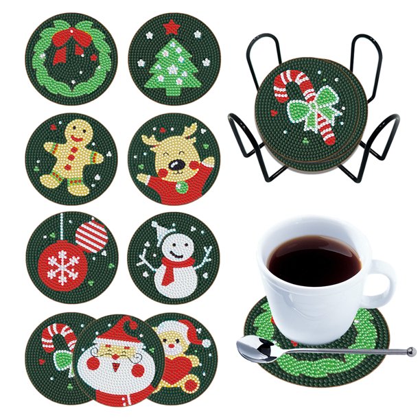 Posavasos DIY Juego Navideño(BD607 9pcs 1Storage Rack Without Cork Mat)