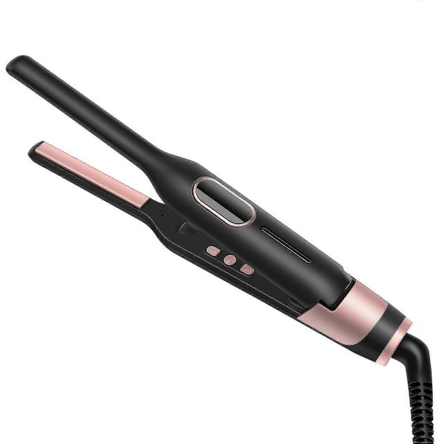 Small Flat Iron For Short Hair, Temperature Adjustable Pencil Flat Iron Quick Heating, Beard Straightener Dual Voltage With Tourmaline Ceramic