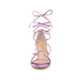 thumbnail image 6 of BLISSFUL STEP Women's Shoes Tie-Dye Strappy Lace-Up Open Toe Kitten Heels Sandals  Blue Pink 7.5, 6 of 7