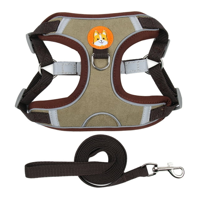 Flmtop Ensemble de 2 Pcs Sangle de Poitrine pour Animaux Réfléchissant Anti-Fuite Harnais Respirant pour Animaux Ensemble de Laisse de Traction Accessoires pour Animaux