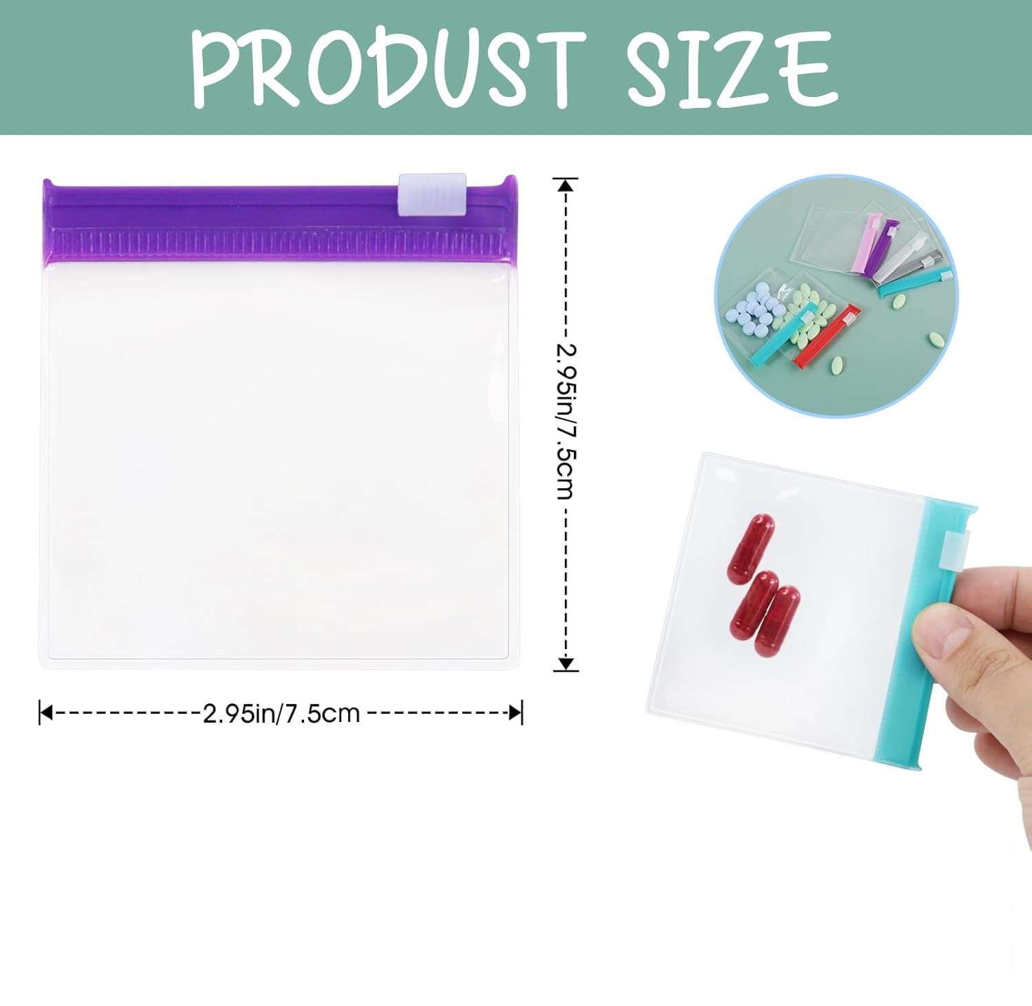 70 Pcs Zippered Pill Pouch Yahome Travel Medicine Organizer Reusable Translucent Plastic Pill Bags with Slide Lock Self-Sealing Plastic Case for Home Office Organizing Small Items, Random Color