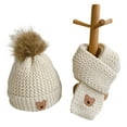 thumbnail image 2 of 2Pcs/Set Autumn Winter Kids Knitting Hat Scarf Set Plush Ball Bear Logo Decor Thick Warm Beanie Hat Scarf Costume Accessories, 2 of 8