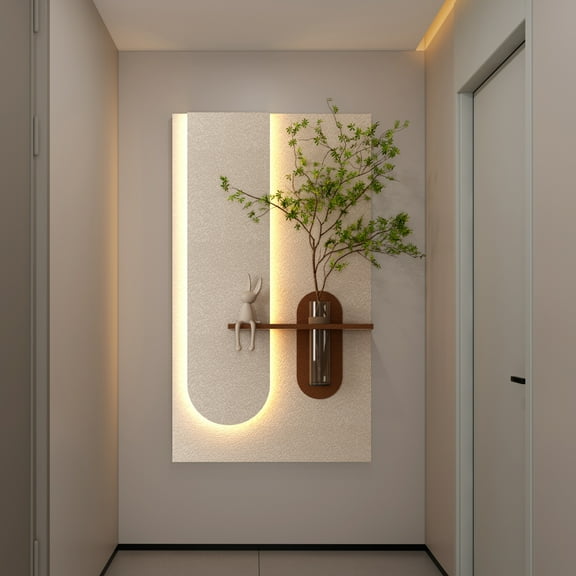 LiviNest Wall Decor with LED Lights & Vase: 3D Sandstone Art Sculpture with Adjustable Remote Control Lighting & Simulated Plants for Living Room Bedroom - Modern Home Decor for Relaxation & Ambiance