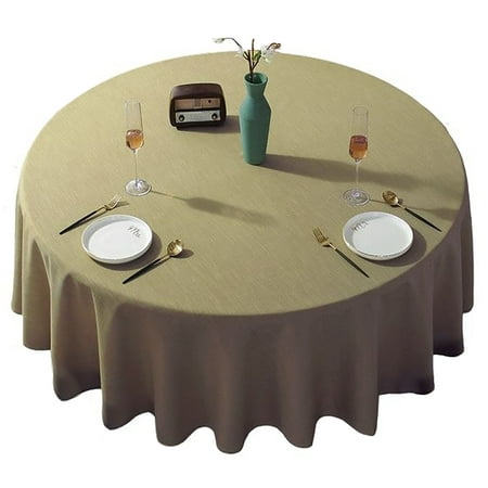 

Circle Tablecloth nordic Thicken Solid Color Cotton Linen Tablecloth mute Wear Resistant Round Table Cover For Living Room bedroom picnic party-Light Brown-150cm