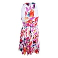 thumbnail image 2 of Lauren by Ralph Lauren Women's Floral Print Flare Dress (12, White/Pink), 2 of 2