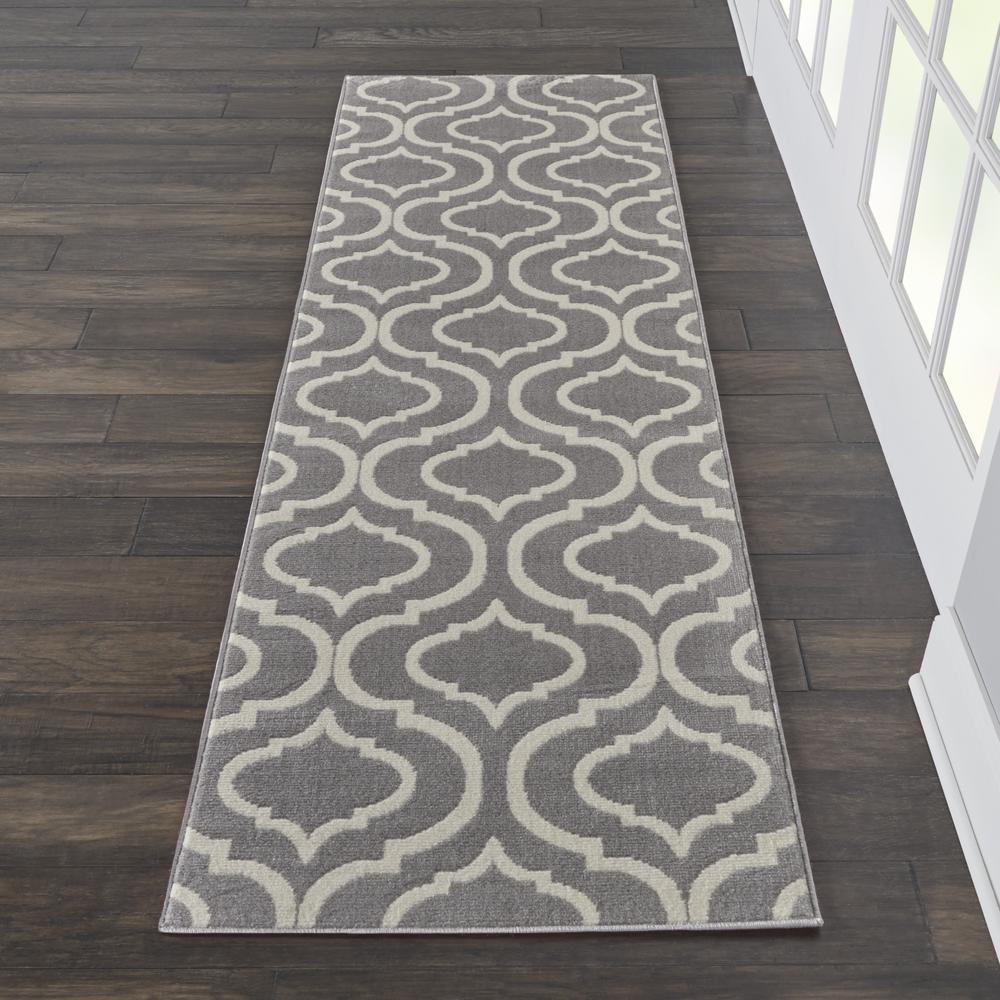 Nourison Jubilant Trellis Grey 2'3" x 7'3" Area Rug, (2x7)