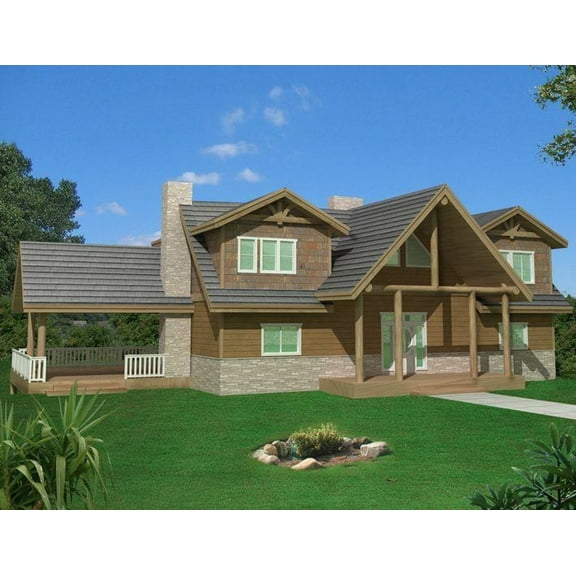 001-3245: Mountain Craftsman 5 Bed, 5 Bath Luxury Home Plan, 4005 Sq Ft: Full Blueprints with License to Build by Home Plan Marketplace - Lesuto