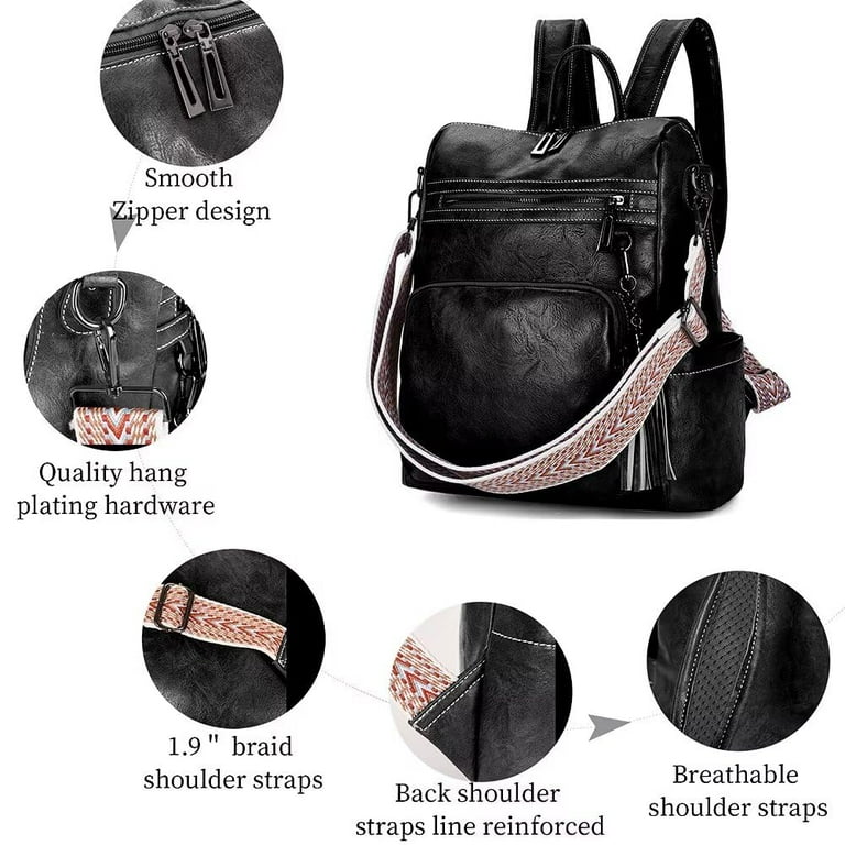2PC Leather Backpack with Mini Purse for Women Anti-theft  display picture 3