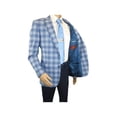 thumbnail image 4 of Men Sport Coat by Berlusconi Turkey Italian Wool Super 180's #671-07 Blue Plaid, 4 of 6