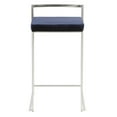 thumbnail image 6 of Fuji Contemporary Stackable Counter Stool In Stainless Steel With Blue Velvet Cushion - Set Of 2, 6 of 7