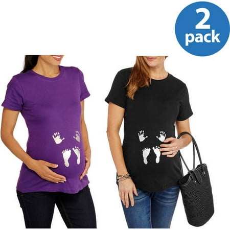 Maternity Hands and Feet Graphic Tee, 2-Pack Value (Best Value Maternity Clothes)