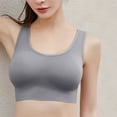 thumbnail image 3 of Bigersell Wireless Padded Bras for Women Summer Full Support Bras for Women Bralette Bra Style R4196 V-Neck Pullover Bras Pull-On Bra Closure Women's Plus Size Yoga Bra Gray XL, 3 of 5