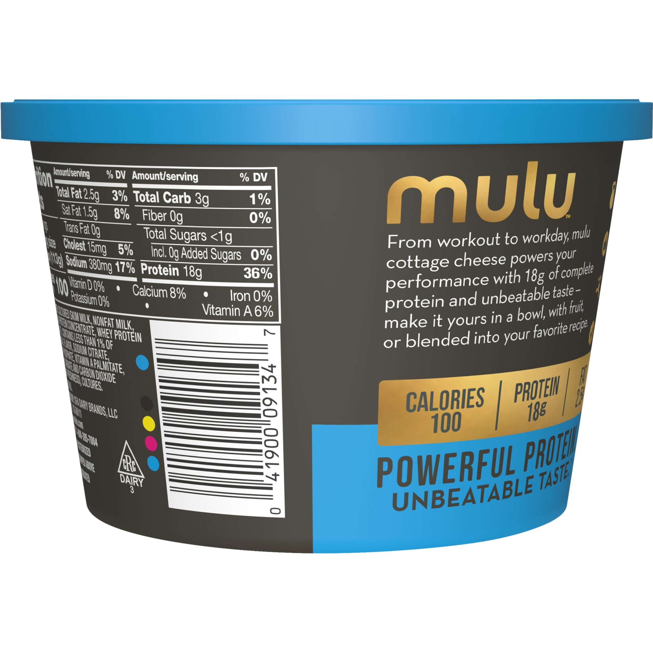 MULU High Protein Cottage Cheese, Small Curd, 2% Lowfat, 16 Oz