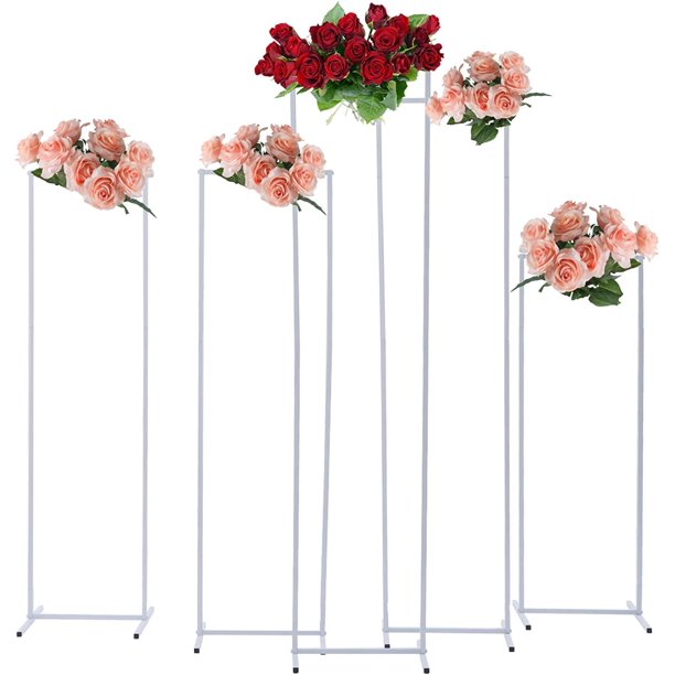 5Pcs Metal Column Stand Vase Flower Arrangement Display Stand Square