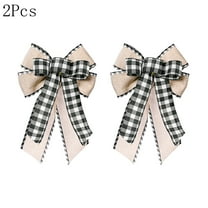 2Pcs Christmas Wreath Bows Christmas Bows Red Brown Buffalo Plaid Burlap Bows for Wreaths, Christmas Ribbon Bows Tree Topper Bows for New Year Home Indoor Outdoor Decoration Wreath Ornament Supplies