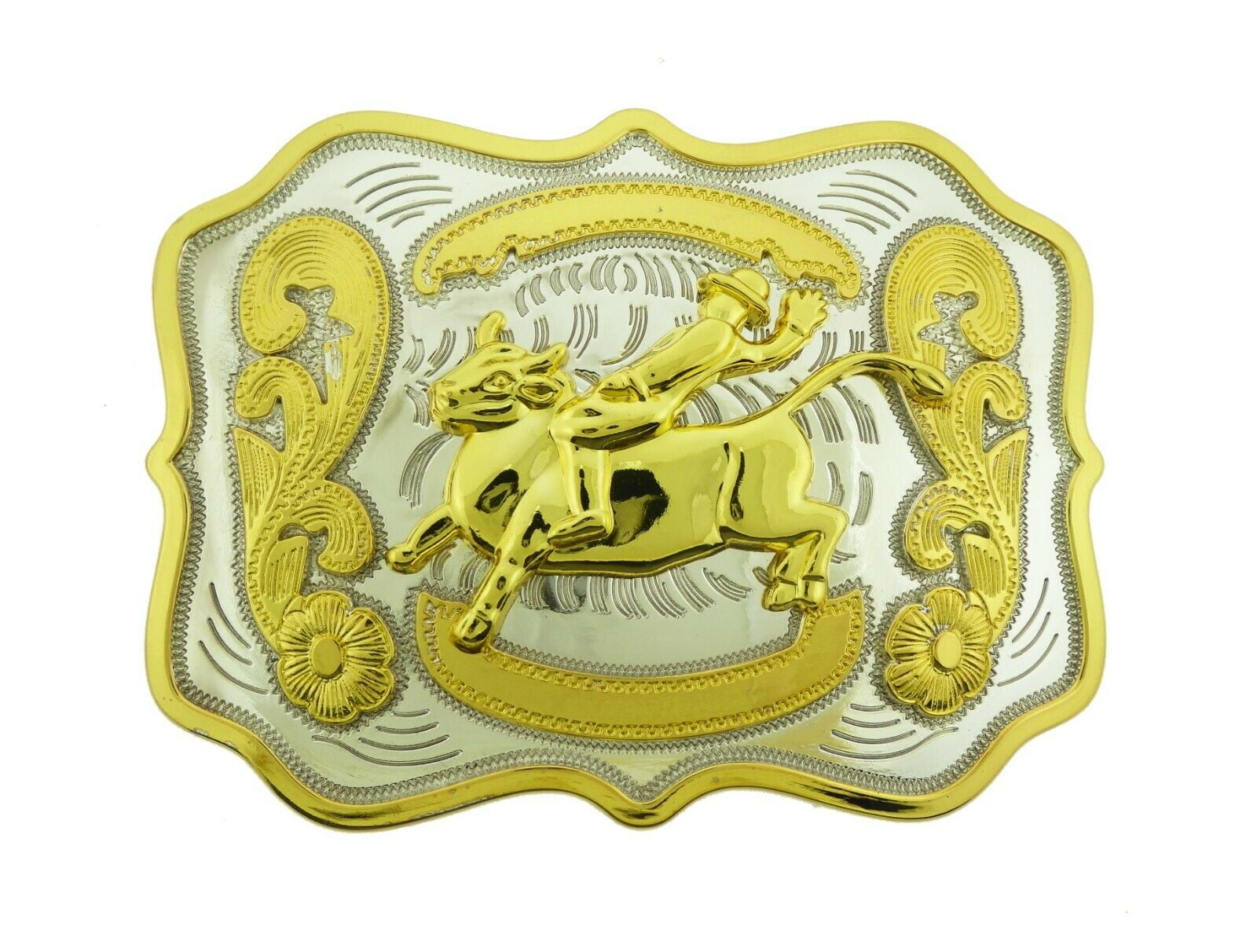 Cowgirl Rodeo Bull Rider Girly Western Style Belt Buckle Two-Tone ...