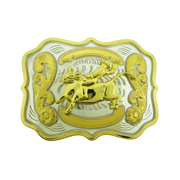 Cowgirl Rodeo Bull Rider Girly Western Style Belt Buckle Two-Tone Finished Metal Costume New
