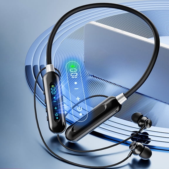 OEFNTAC Headphones Bluetooth Headphones Headphones Wireless Hanging Neck 5.2 Magnetic Suction Heavy Bass Large Battery with Digital Display Ultra Long Battery Life Bluetooth Earphones