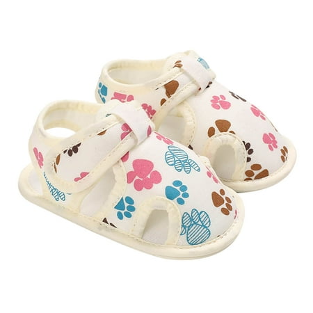 

OVTICZA Girl Boy Non-Slip Soft Sole Slippers First Walkers Shoes Baby Toddler Cartoon Beach Summer Sandals White 13