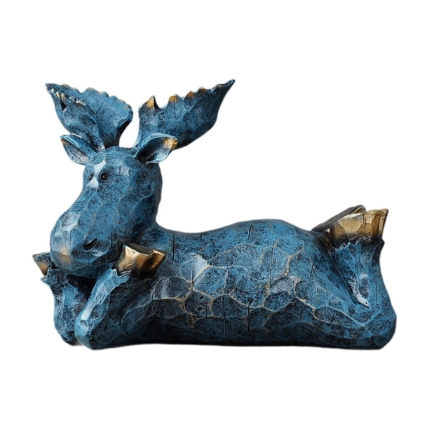 Estatua de resina Escultura de renovinas para decoración del hogar Centres de artesanía Colina de gabinete Oficina Comedor Comedor Figura de es Azul acostado
