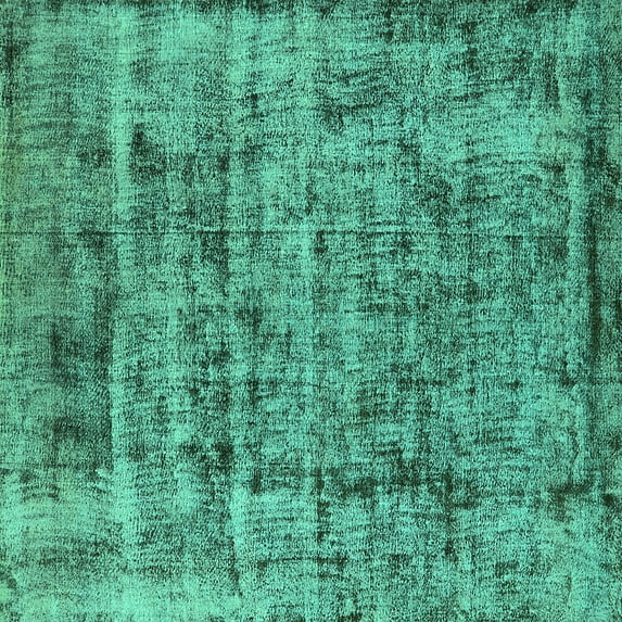 Ahgly Company Indoor Square Oriental Turquoise Blue Industrial Area Rugs, 6' Square
