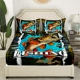 thumbnail image 2 of Manfei Bass Fish 4pcs Bed Sheets,Fishing Hunting King Sheets,Green Camouflage Super Cozy Sheet Set,Rustic Bedroom Decoration, 2 of 6