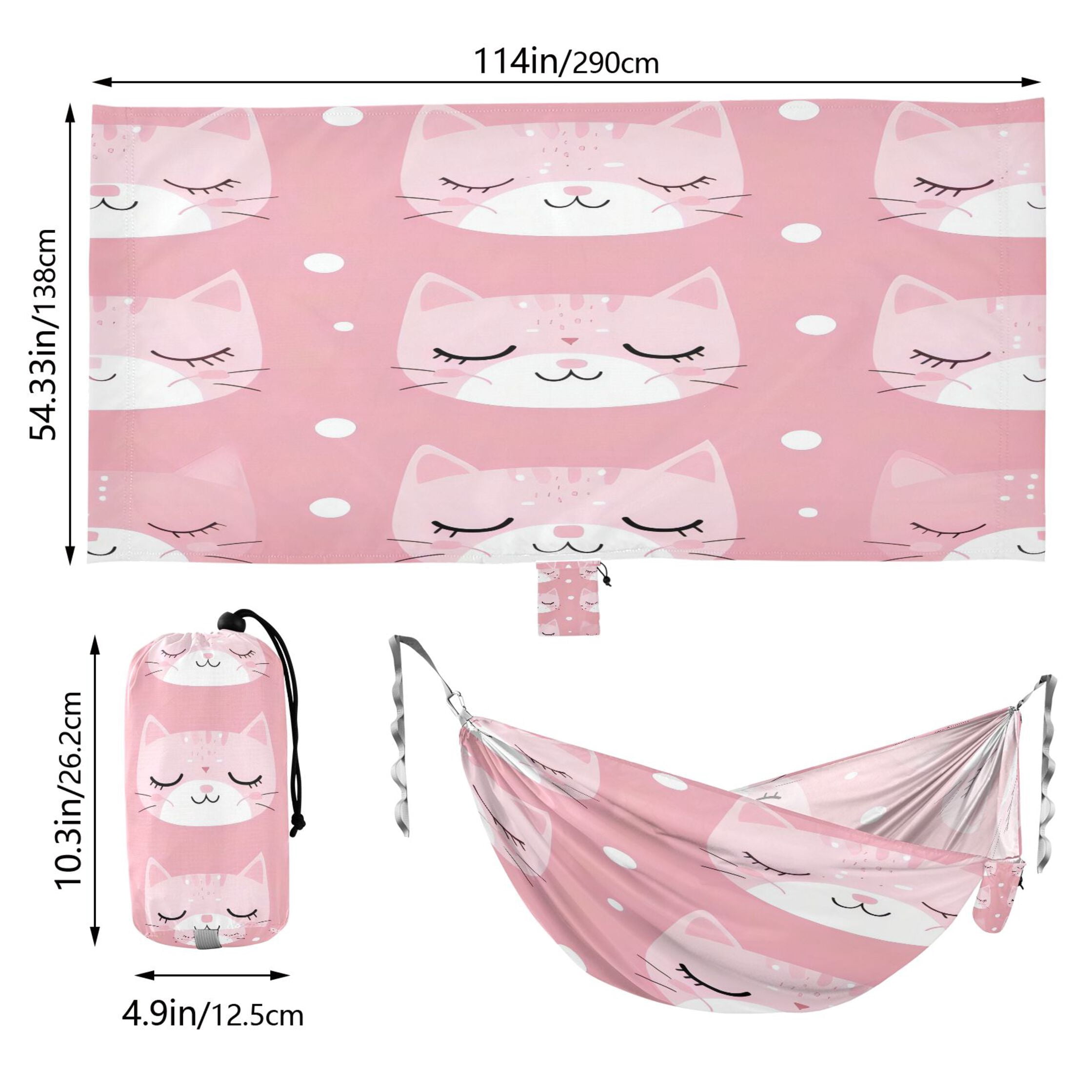 Hammock Camping Hammock Nylon Portable Hammock Travel Camping Hammock Pink Closed Eyes Cat