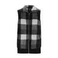 thumbnail image 6 of BSDJILFG Jacket Vests for Women Plus Size Fleece Color Block Plaid Shirts Sleeveless Thicken Collar Cardigans Winter Waistcoats Christmas Gifts, 6 of 7