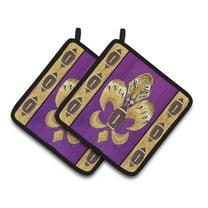 Carolines Treasures 8205PTHD Tiger Football Fleur de lis Pair of Pot Holders , 7.5HX7.5W, multicolor