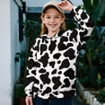 thumbnail image 2 of Uorisanigo Girls Hoodies Sweatshirts Oversized Half Zip Sweatshirt for Teen Girl, Lightweight Black and White Cow Print Long Sleeve Zipper Sweatshirts Athletic Pullover Jackets Fall Trendy, 2 of 7