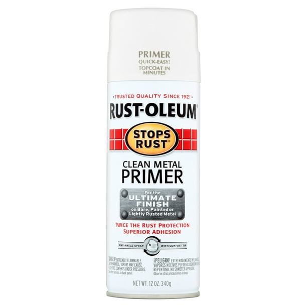 White Clean Metal Primer, RustOleum Stops Rust Primers Spray Paint, 12