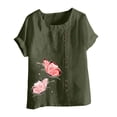 thumbnail image 4 of Black*Friday Deals Womens Clearance GaThRRgYP Going Out Tops for Women,Womens Blouses,Women's Summer Oversize Casual Round-Neck Short Sleeve Flower Printing Loose Shirt Tops, 4 of 5