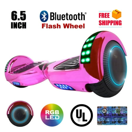 UL2272 Certified TOP LED 6.5" Hoverboard Two Wheel Self Balancing Scooter New Chrome Pink
