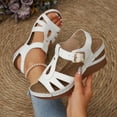 thumbnail image 2 of hoksml Women's T-Strap Wedge Sandals, Adjustable Buckle Ankle Strap, Casual Summer Shoes, Multiple Colors, 2 of 8