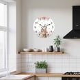 thumbnail image 7 of Large Wall Clock 14 Inch Floral Rabbits Easter Round&nbsp;Silent Decorative Wall Clocks Battery Operated for Living Room Bedroom Kitchen Classroom Decor, Pink Spring Roses Flowers Eggs White, 7 of 7