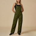 thumbnail image 4 of ZACPNCV Womens Solid Color Cargo Overalls Adjustable Spaghetti Strap Straight Leg Jumpsuit with Pockets Casual Romper, 4 of 9