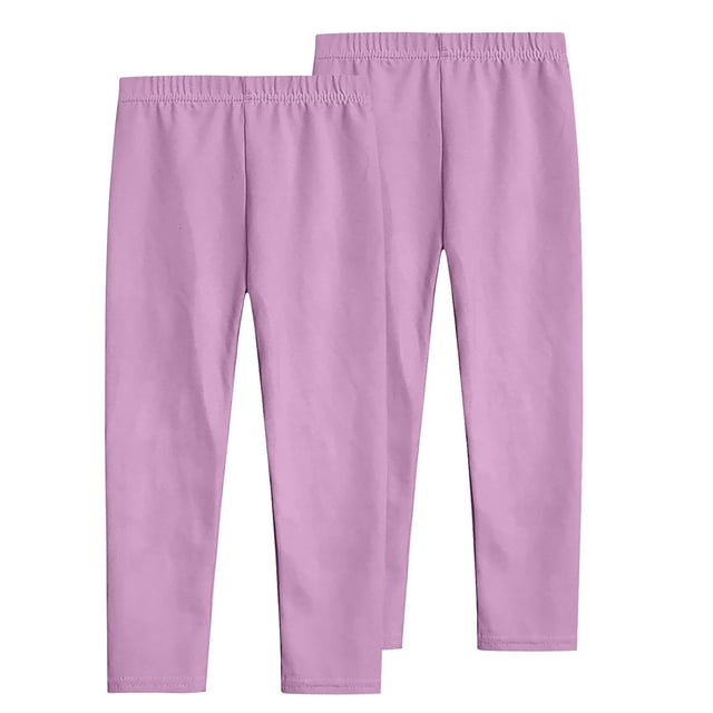 Yuyuzo 2PC Girls Leggings Seamless High Waisted Tights Stretchy Full Length Bottom Pants Solid Color